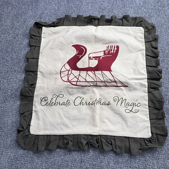 Christmas Biltmore Inspirations Pillow Sham Covers Set Of 2 Embroidered Sleigh - Picture 2 of 15